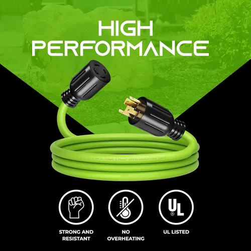 Vista 9 de GEARit Cable de extensión para generador de 30 amperios, 120/250 voltios, 4 puntas, 7500 W, NEMA L14-30P/L L14-30R, cable de alimentación de bloqueo