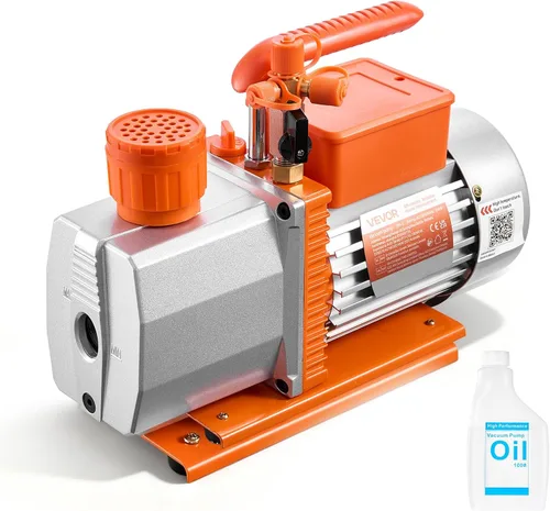 VEVOR Bomba de vacío, 7 CFM 3/4 HP, HVAC bomba de vacío de dos etapas de paletas rotativas de CA, para R134a R22 R410a R1234YF R32, motor de 4