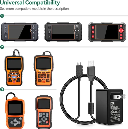 Vista 3 de FITE ON Adaptador de 5 V + mini cable USB de repuesto para escáner FOXWELL NT301 NT201 NT510 NT604 NT624 NT630 OBD2 escáner de diagnóstico