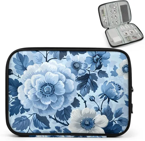 Vista 13 de Purple Flowers - Funda organizadora de viaje para artículos electrónicos, accesorios tecnológicos, bolsa de almacenamiento de cables para cables