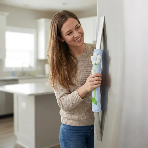 Vista 6 de Fundas para manijas de puerta de refrigerador, lavables, mantienen el electrodoméstico limpio para refrigerador, microondas, estufa, horno, atrapa