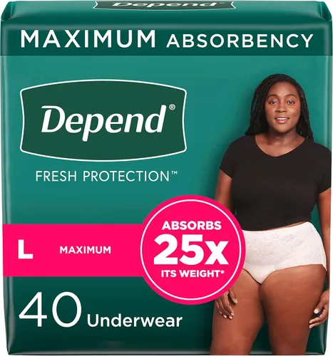 Vista 7 de Depend Fresh Protection - Pañales para adultos, ropa interior para incontinencia y pérdida de orina posparto para mujer, desechable, máxima