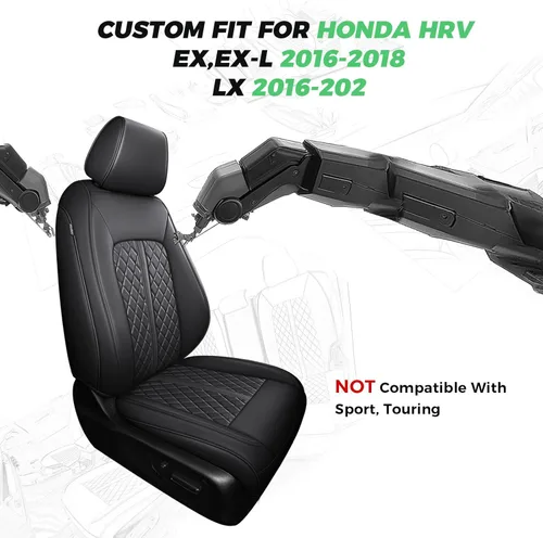 Vista 2 de Fundas de asiento para Honda HRV 2016-2018 EX EX-L y 2016-2022 LX, juego completo de fundas de asiento de automóvil de ajuste personalizado