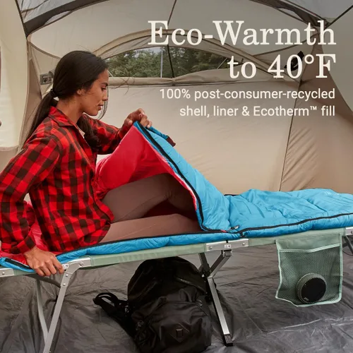 Vista 25 de Coleman Flatlands 30/40/50°F Sleeping Bag, Made from 100% Recycled Material, Big & Tall Options, Cool-Weather Sleeping Bag for Camping, Sleepovers