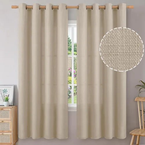 Vista 38 de BGment Cortinas de 45 pulgadas de largo, juego de 2 paneles para dormitorio, con ojales, aspecto de lino grueso, arpillera texturizada, filtrado