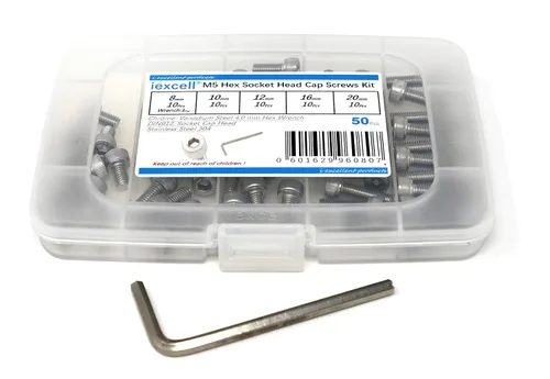 Vista 95 de iexcell Kit de tornillos de cabeza hexagonal de acero inoxidable 304, 100 unidades M2 x 0.157 in, paso de rosca de 0.016 in