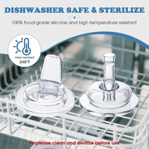 Vista 5 de Kit de conversión de vasos con boquilla para biberones Lansinoh, tapa suave y bola pesada de transición con asas, convertidor de 19.7 ft+, juego de 3