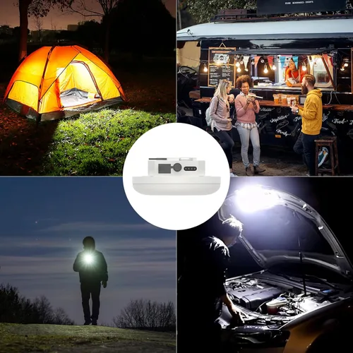 Vista 8 de Luz de carpa colgante recargable de 10000mAh con imán, LED de 30W 4000LM con 3 modos de iluminación de colores (control remoto), linterna