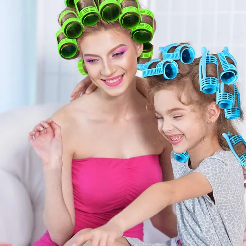 Vista 5 de WILLBOND Juego de 65 rodillos magnéticos para el cabello, rizadores de plástico con clips, 4 tamaños para cabello largo y mediano corto, pinzas