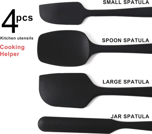 Vista 9 de Juego de espátulas de silicona, 4 espátulas de goma resistentes al calor para cocinar antiadherente, hornear, mezclar, espátula, espátula, espátula