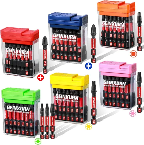 Vista 31 de Juego de brocas de impacto cuadrado Geinxurn, 45 piezas 2" magnéticas (SQ1/SQ2/SQ3) S2 de acero bits multi-conductor con caja de almacenamiento
