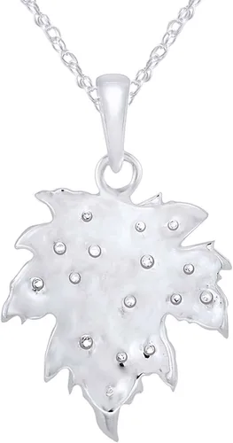 Vista 3 de 925 Sterling Silver Round White Diamond Heart Key, Music Note, Maple Leaf, Texas State Map, Angel, Cross, Mom & Child Heart Pendant Necklace With