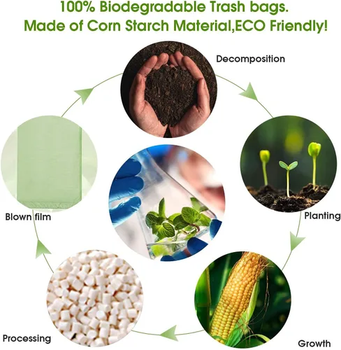 Vista 5 de Bolsas de basura pequeñas de 1.2 galones – Bolsas de basura biodegradables para reciclaje ecológicas, forro de plástico compostable, bolsa fuerte