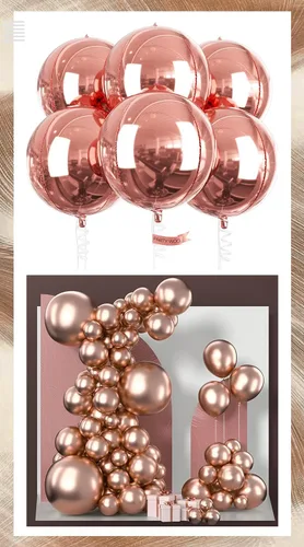 PartyWoo 6 globos de oro rosa y 140 globos metálicos de oro rosa