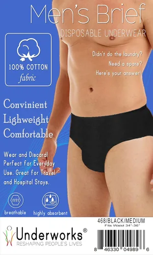 Vista 2 de Underworks - Ropa interior desechable para hombre 100 algodón 10