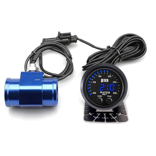 Vista 15 de Medidor universal de temperatura del agua de 2.047 in con alarma y sensor de 1/8 Npt Medidor digital para automóvil, pantalla roja, temperatura