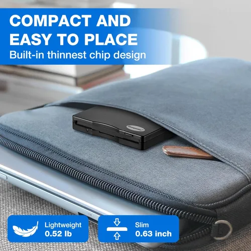 Vista 5 de Unidad de disquete externa portable con USB de 3.5 pulgadas, FDD de 1.44MB para PC con Windows 2000, XP, Vista, 7, 8 o 10, o con Mac, no se requiere