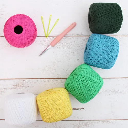 Vista 12 de Threadart - Juego de hilos de ganchillo de algodón 100% puro, tamaño 3, colores de confeti, seis bolas de 1.76 oz