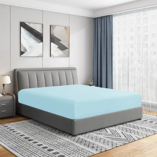 Sábanas bajeras Cathay Home, individuales, de poliéster suave como la seda, Agua (Aqua), gemelo