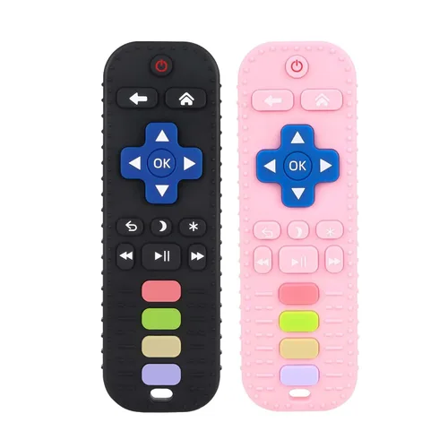 Vista 9 de Chuya Juguete mordedor de silicona para bebés, juguete para masticar con forma de control remoto para bebés de más de 3 meses, alivio