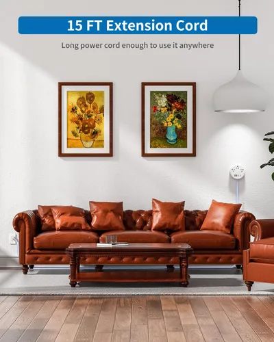 Vista 2 de NTONPOWER - Cable de extensión de 15 pies, tira de alimentación de enchufe plano con 4 puertos USB (2 USB C), cable de extensión largo con múltiples