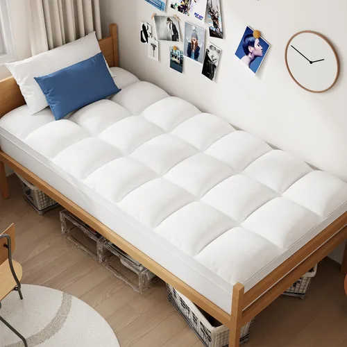 Vista 17 de ELEMUSE - Cubrecolchón refrescante matrimonial, para dolor de espalda, extragrueso, suave con cubierta de almohada de felpa y esquinas elásticas