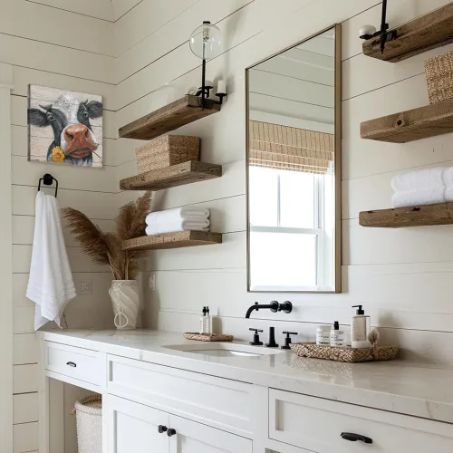 Vista 5 de Cuadros rústicos de vaca para decoración de pared: lienzo de vaca de granja, arte de pared, vaca de granja con girasol en panel de madera, póster