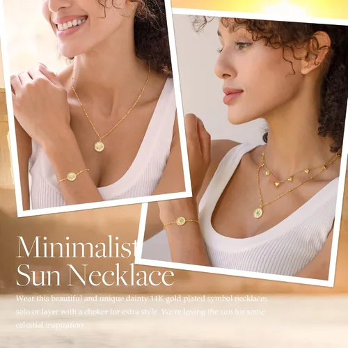 Vista 4 de CDE Pulseras de sol para mujeres y niñas, plata de ley 925, ajustable, chapada en oro de 14 quilates, cumpleaños, aniversario, Navidad, regalos