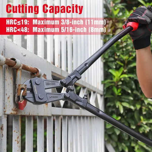 Vista 5 de WORKPRO Bolt Cutter, 24-Inch, Chrome Vanadium Steel Blade for Cutting Pad Locks, Soft metal,Rivets and Chain, Bi-Material Handle with Soft Rubber