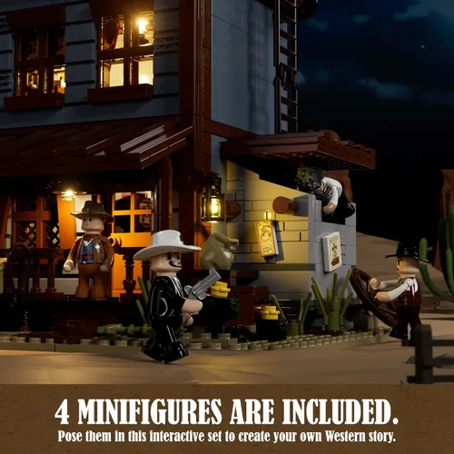 Vista 7 de Funwhole Sheriff's-Office Lighting - Juego de ladrillos de construcción – The Old West Sheriff's Office - Juego de modelos de construcción de luz
