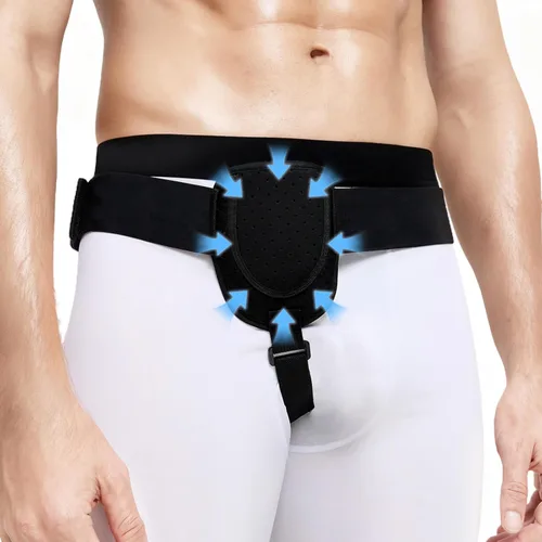 Cinturones de hernia para hombres – Truss de soporte de hernia inguinal con almohadillas de compresión extraíbles – Correa ajustable para la ingle
