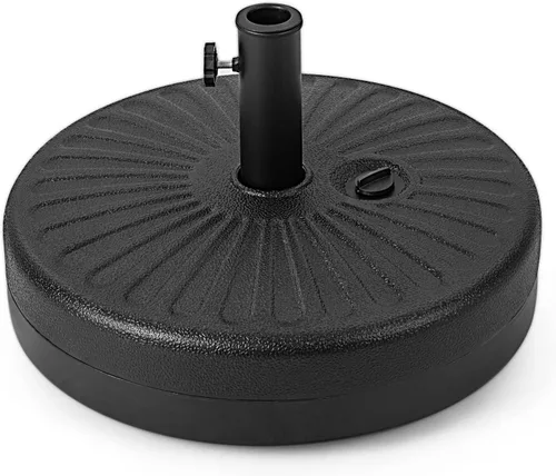 Vista 15 de Giantex Base de sombrilla rellenable: soporte de sombrilla de polietileno de alta densidad de 44 libras, relleno de agua o arena, textura de concha