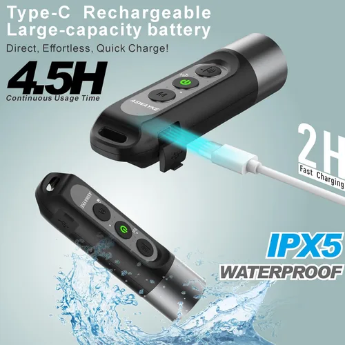 Vista 5 de Silbato Electrónico IPX5 Máximo Sonido 125db Batería 1000mAh Azul para Entrenadores, Maestros, Silbato Deportivo