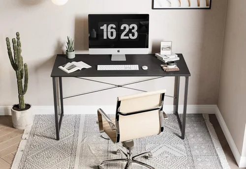 Vista 4 de CubiCubi Escritorio para computadora, escritorio pequeño de oficina en casa de 40 pulgadas, mesa de PC de estilo moderno y simple para el hogar