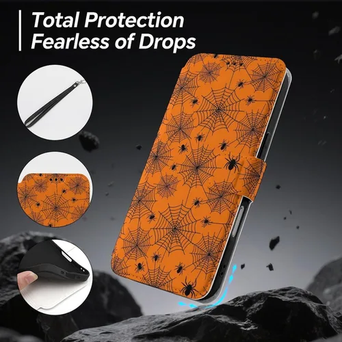 Vista 3 de SWEET TANG Compatible with iPhone 17 Pro Wallet Case Women PU Leather Shockproof Protective Folio Flip Cover (Cute Thanksgiving Turkey Maple Leaf)