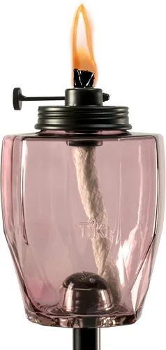 TIKI Linterna de cristal ajustable de 64 pulgadas, iluminación decorativa rosa para césped, patio y jardín al aire libre, incluye apagador y mecha