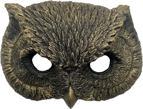 1 máscara de búho de media cara, máscara de búho de Halloween, máscara de búho para Halloween, Pascua, Navidad, disfraces, fiesta, accesorios de Oro