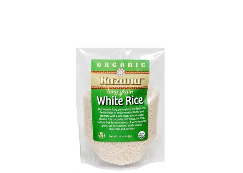Kazana - Arroz blanco de grano largo, 100% orgánico USDA, 16 onzas (15.98 oz) (1 paquete)