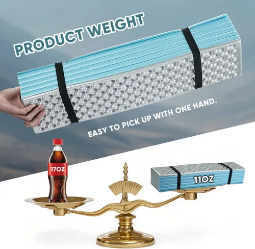 Vista 3 de Colchoneta de espuma ultraligera, almohadilla de espuma de celda cerrada impermeable para una insulación superior, colchoneta plegable