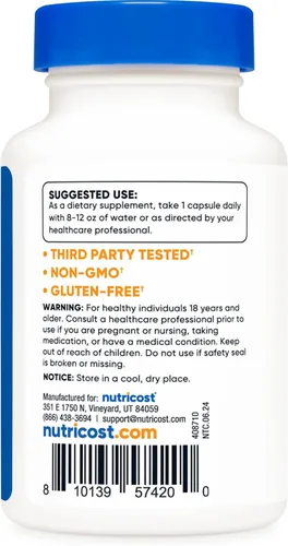 Vista 4 de Nutricost Extracto de Raíz de Ashwagandha Suplemento Herbal 600mg, 30 Cápsulas - Vegetariano, Sin OGM, Sin Gluten