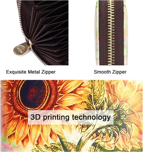 Vista 4 de APHISON - Tarjetero con protección RFID, carteras , funda para tarjetas de cuero con cremallera para mujerniñacaja regalo