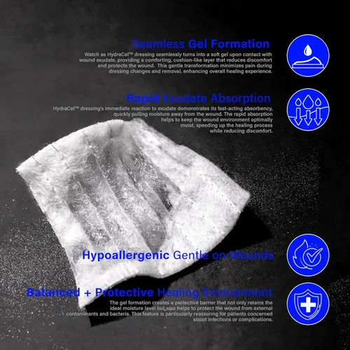 Vista 5 de EVERLIT HydraCel Apósito Fibra de hidrofibra estéril de doble capa con costuras Almohadilla avanzada extra absorbente para el manejo de heridas