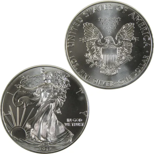 Vista 4 de Moneda de lingote sin circular Águila de Plata Americana de 2012 de 1 dólar