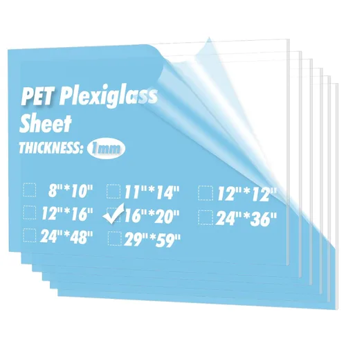 Vista 11 de Art3d (2 Pack) Hojas de plexiglás de 1/8" de grosor - Hojas de PET transparentes de 36" x 24" para diseño de arte, proyectos de manualidades