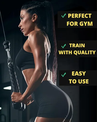 Vista 5 de Accesorio de cable de cuerda de tríceps, accesorio desplegable de cuerda de 35 pulgadas, accesorios de cable para gimnasio, manijas de cable,