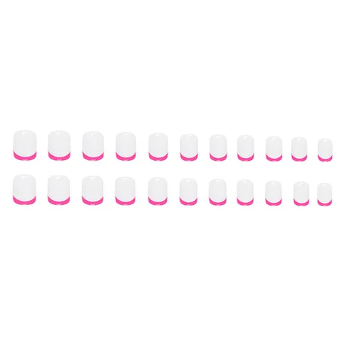 Vista 102 de Uñas postizas cuadradas cortas a presión, uñas postizas azules de cobertura completa con diseños de remolinos, uñas acrílicas brillantes de línea