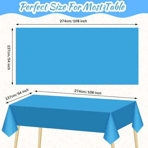 Vista 2 de Juexica 12 Pcs Disposable Plastic Tablecloth 54" x 108" Waterproof Table Cover Plastic Decorative Table Cloth for Birthday Graduation Ocean Theme