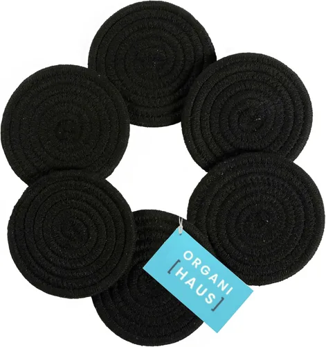 Vista 13 de OrganiHaus Juego de 6 posavasos de algodón absorbente, decoración rústica de estilo bohemio para mesa de café y protección de bebidas, posavasos