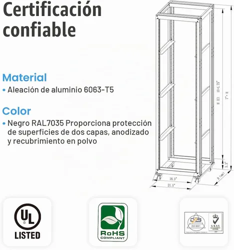 Vista 3 de 15U 4 poste marco abierto servidor/estante de acero audio 22inch profundo
