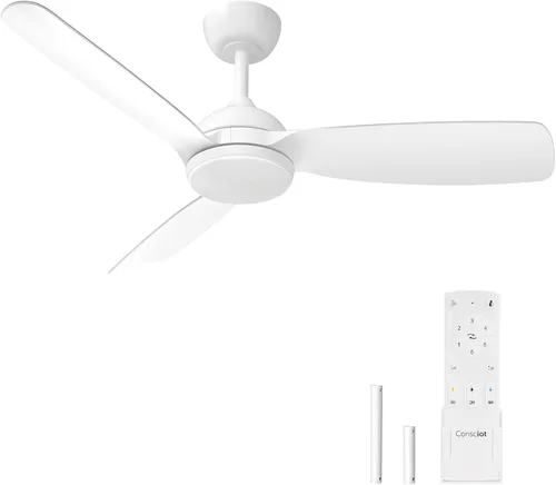 Vista 9 de Consciot - Ventilador de techo bohemio con luces y control remoto, de 52 pulgadas, ventilador de techo enjaulado estilo casa de campo, con 5 aspas